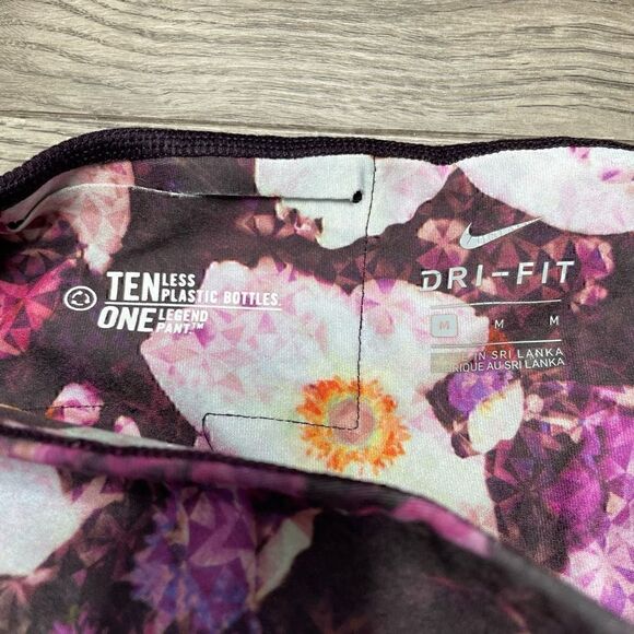 Nike Dri Fit Womens Purple Floral High Waist Activewear Leggings Size Medium - Picture 4 of 7